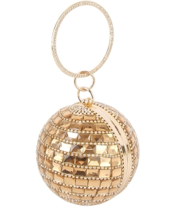 Rhinestone Mirror Ball Clutch Crossbody Bag LGZ103 GOLD